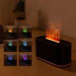 دستگاه بخور مرطوب کننده هوا شومینه اثر شعله واقعی 7 رنگ قدرتمند USB Casenjoy
